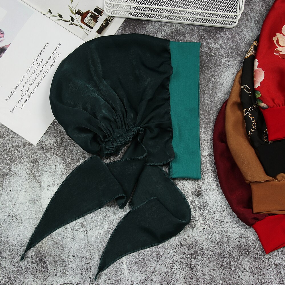 Novo verão muçulmano turbante chapéu de perda de cabelo hijab câncer cabeça cachecol quimio pirata boné headwear bandana impresso ajustável chapéus elásticos