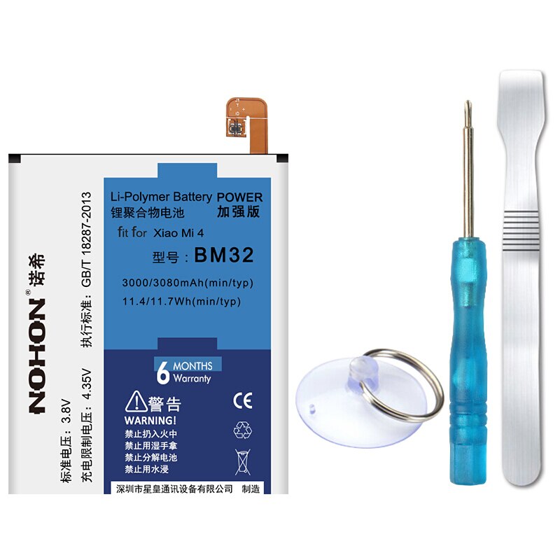 NOHON Bateria Do Telefone Original Para Xiaomi 3 4 5 6 Mi3 BM31 Mi4 BM32 Mi5 BM22 Mi6 BM39 Baterias de Substituição + Ferramentas de Reparo