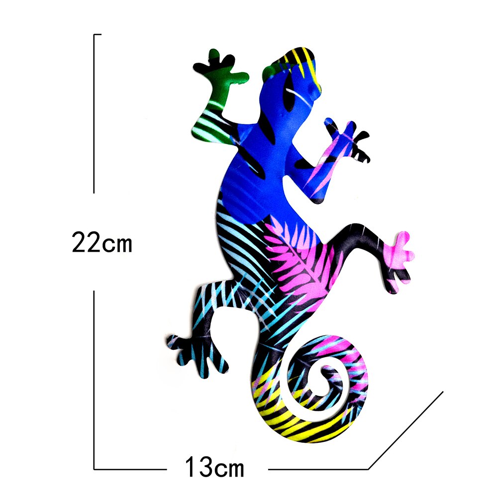 Gecko – décoration d&#39;extérieur en fer, Sculpture de lézard en métal suspendu pour Patio, décorations d&#39;extérieur en métal pour clôture murale de Patio