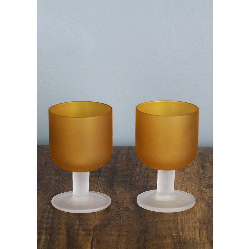 250ml Frosted Yellow Glass Cup Handmade Wine Champagne Flutes Cocktail Glasses Home Decoration