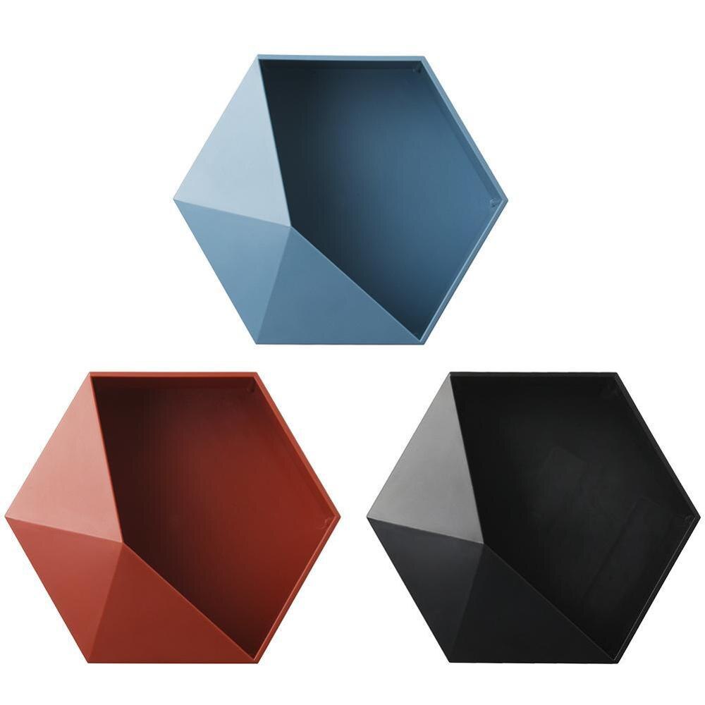 Nordique salon mural géométrique sans poinçon décoration murale salle de bain étagère salon décoration hexagone étagère de rangement