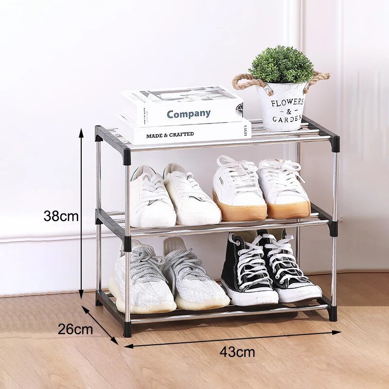 3/4 Schuhregal, mehrschichtiges und platzsparendes Schuhregal für einfache Aufbewahrung und Aufbewahrung Ich bin Haushalt, drei und vierlagige Schuhregale: Licht Gelb