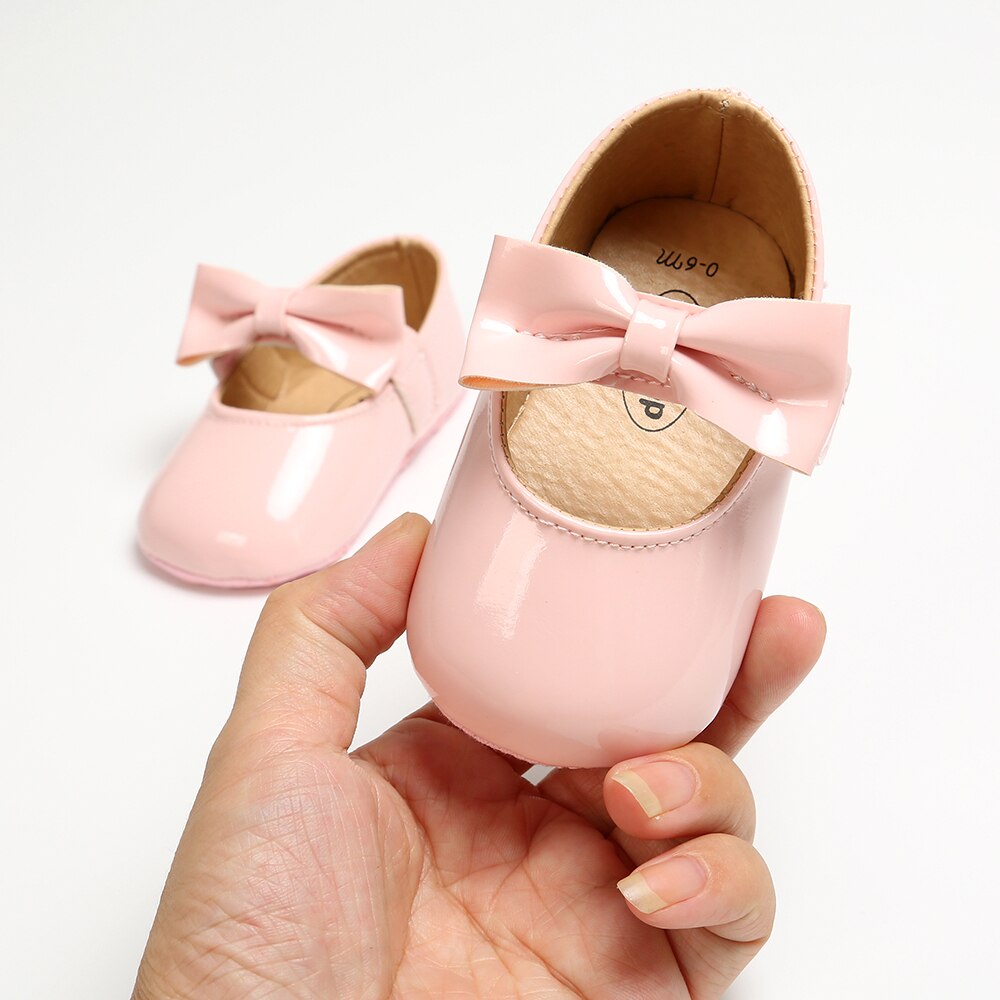 0-18Months Infant Neugeborenes Baby Krippe Pram Schuhe Bogen-Knoten Weiche Sohle Schuhe Sandalen: Rosa / 13-18 Monate
