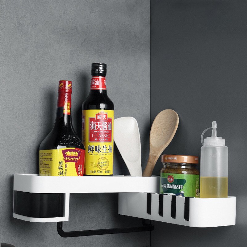 Hoek opbergrek badkamer keuken organizer douche plank wandmontage plastic zuignap houder prateleira almacenamiento