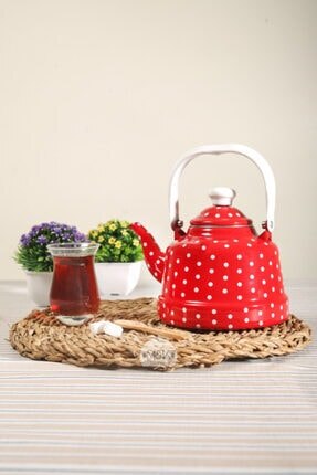 Teaware Marbling Enamel Red Polka Dot Teapot Teapot Luxury Nostalgia Collection 1,7 L