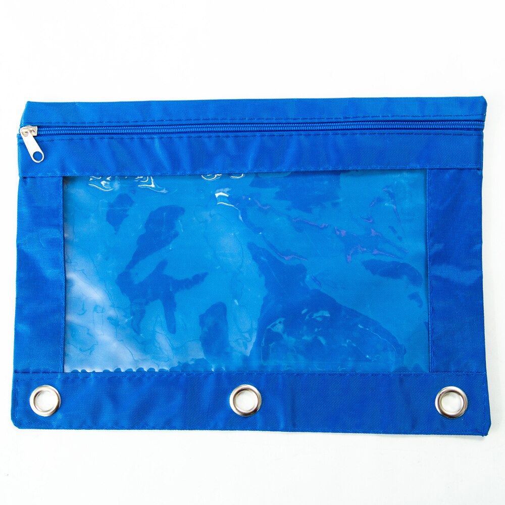1PC Zippered Ring Binder Document Folder Stationery Pouch 3 Holes Ring File Cabinet School Office Supplies Storage File Folder: Blue
