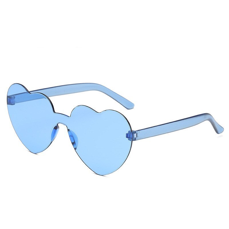 Mode Liefde Zonnebril Jelly Kleur Frameloze Mannen En Vrouwen Een Stuk Lenzen Zonnebrillen Motorcycle Riding Bril: Blauw