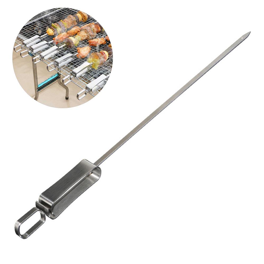 Bâtonnets de Kebab BBQ antiadhésifs | Aiguille de Barbecue, ustensile en acier inoxydable, manche Long, viande grillée, épingle à kebab d'extérieur, accessoires