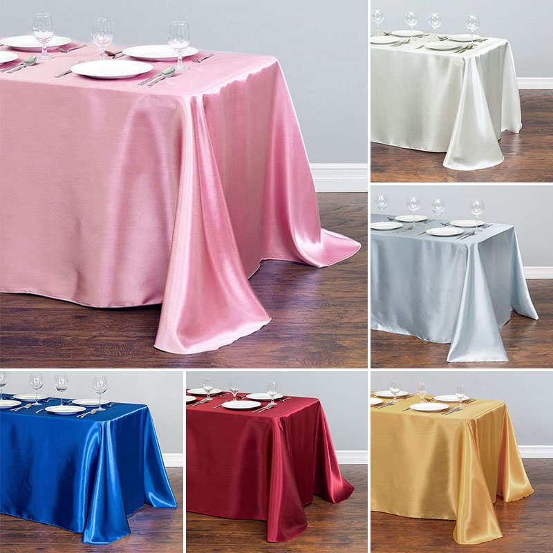 Mantel de satén sedoso de Color sólido, decoración de mesa para banquete de boda, cubierta de mesa de de satén de lujo ligera moderna para cena de Hotel