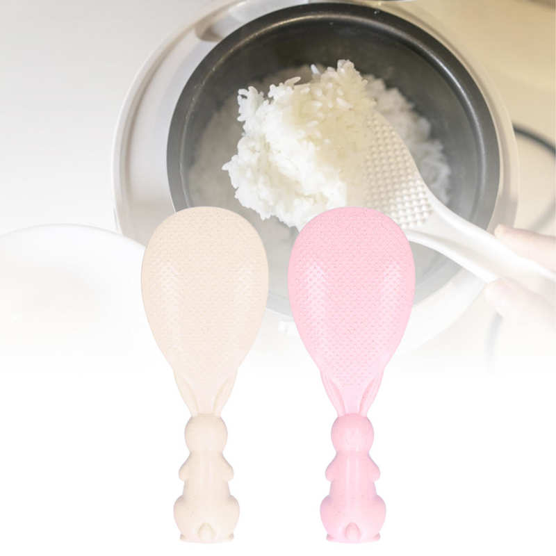 Cute Bunny Non Stick Rice Spoon Three‑dimensional Standable Rabbit Rice Scoop Home Rice Shovel for Rice Cooker Mascot Souvenirs