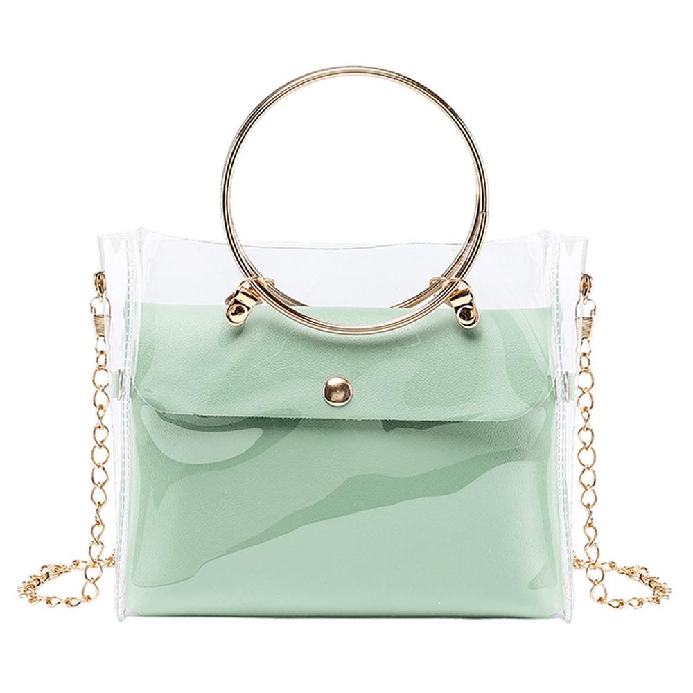 Sacs à Main en PVC Transparent pour femmes H10, sacoche transparente en perles, sacoches pour dames, sacs à bandoulière, # H10: Green