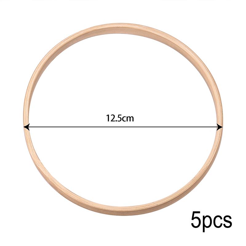 Anneau Macramé en Bambou pour Broderie et Attrape-Guirlande, Idéal pour Panier de Noël Suspendu, Cercle de Croix, en Bois, Fait à la Main, Décoration d&#39;Intérieur, 1 à 5 pièces: 12.5cm / 1pcs