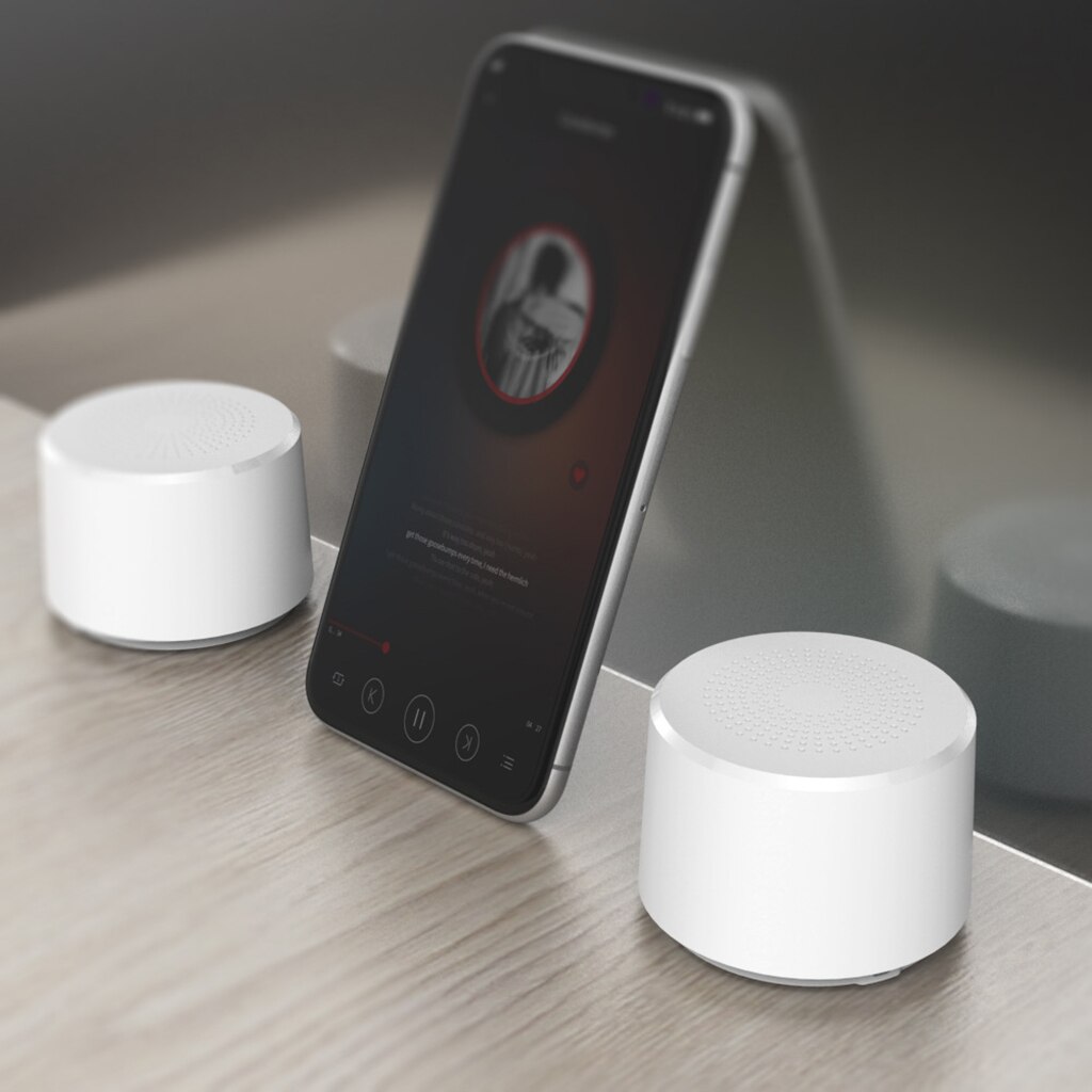 Merk ronde draagbare mini draadloze bluetooth speaker subwoofer slimme spraakgestuurde draagbare bluetooth speaker 5.0