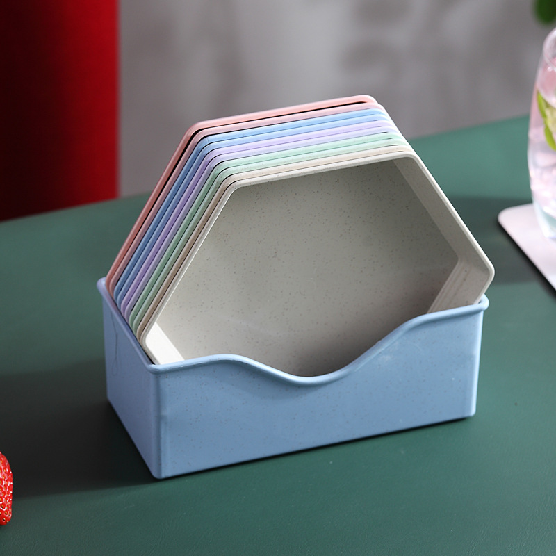 5/6 stk hvetehalm servise gjenbrukbart husholdningskrydder fast soyasaus salt snack liten tallerken kjøkkenutstyr: C1-5 stk sett