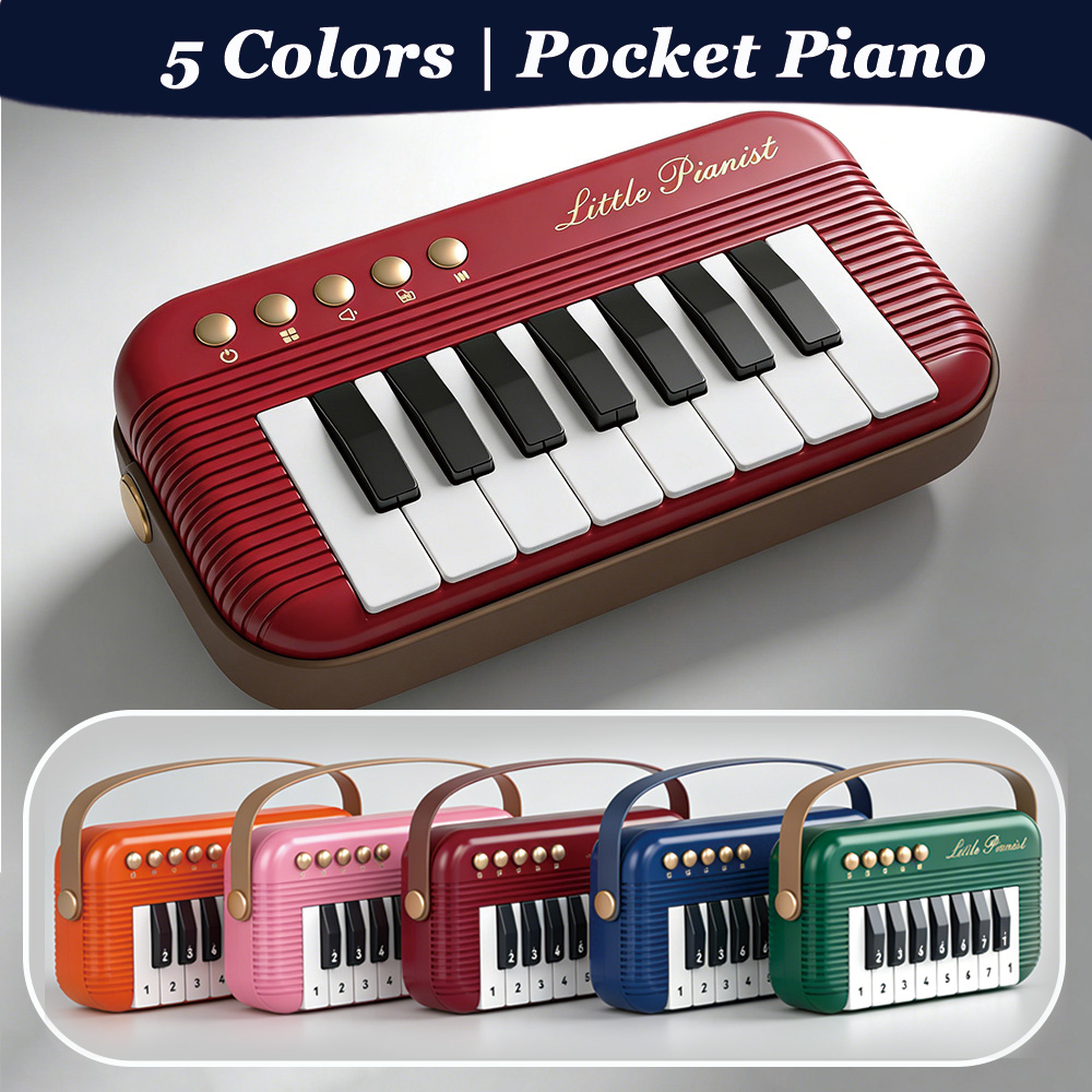 5 färger mini piano keyboard leksaker för barn, retro fickpiano, musikleksaker nybörjare, elektroniskt musikinstrument