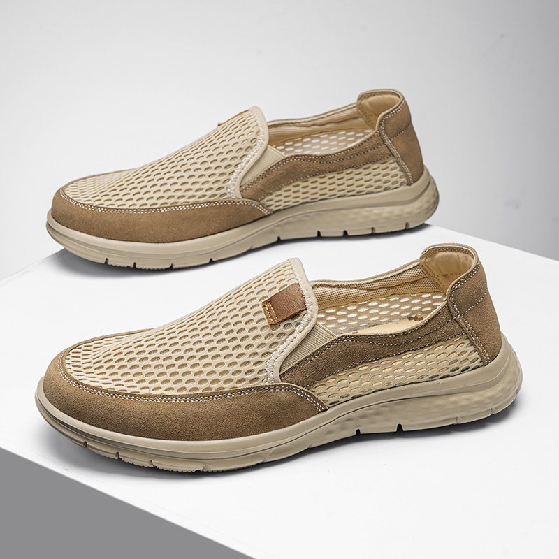 A slip-on loafers, suitable for men's summer breathable casual shoes, light walking shoes, better: Beige / 39