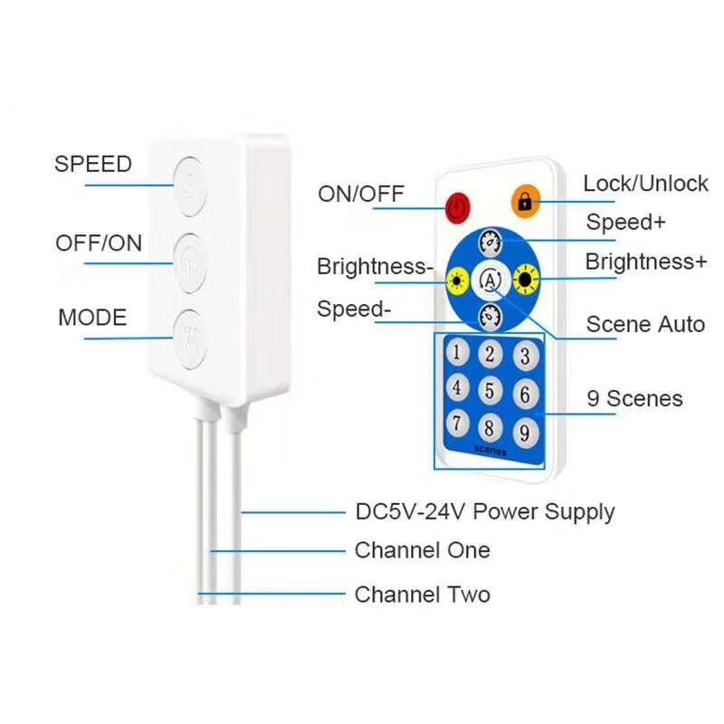 SP601E Bluetooth Led Controller Met 16Key Rf Remote Dual Signaal Pixel Controller WS2812B WS2811 Pixel Smart Led Strip