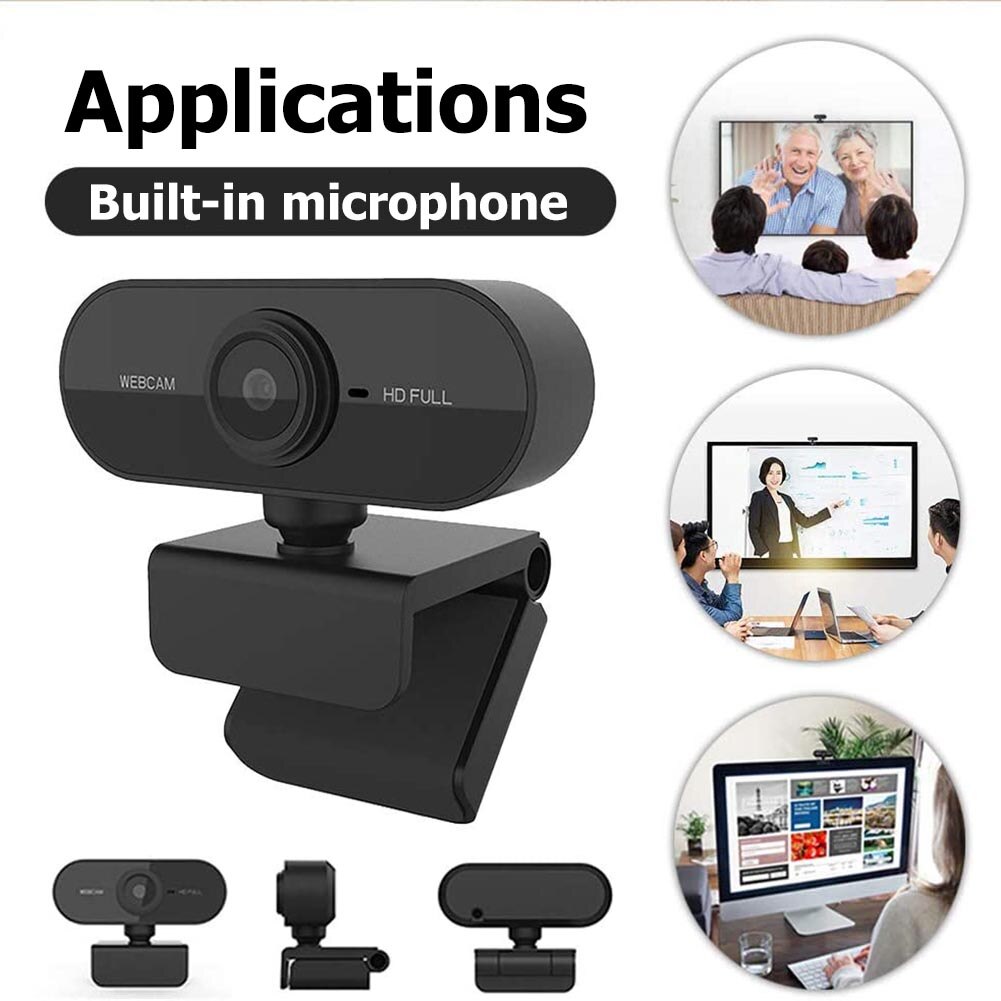 Desktop Computer Accessory 1080P HD Camera Rotatable Webcam Built-in Microphone for PC Laptop USB Computer for Laptop