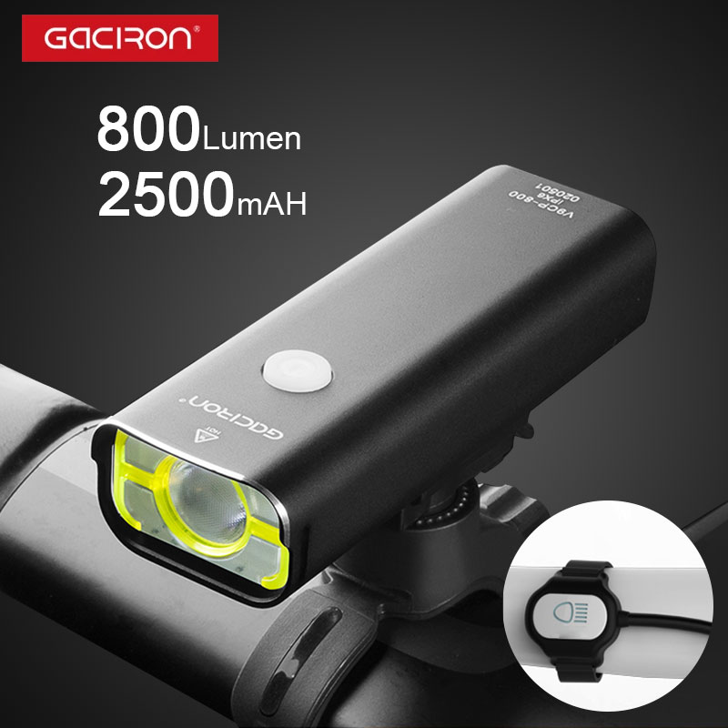 Gaciron lampa przednia robić roweru 800lm przyjazne dla oczu światło dzienne XPL2 koralik 5 trybów 2500mAH obudowa ze stopu USB opłata latarka doprowadziło latarnia