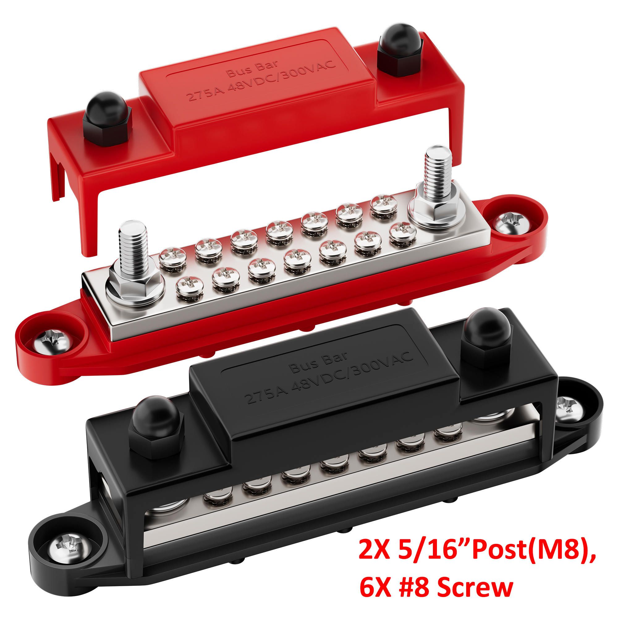 DaierTek-Bus Bar, Distribuição de Energia Bloco, Car Audio Barramento, positivo Bateria Terminal Stud, 275A, 12V, 6x5 16 "(M8): Verde exército