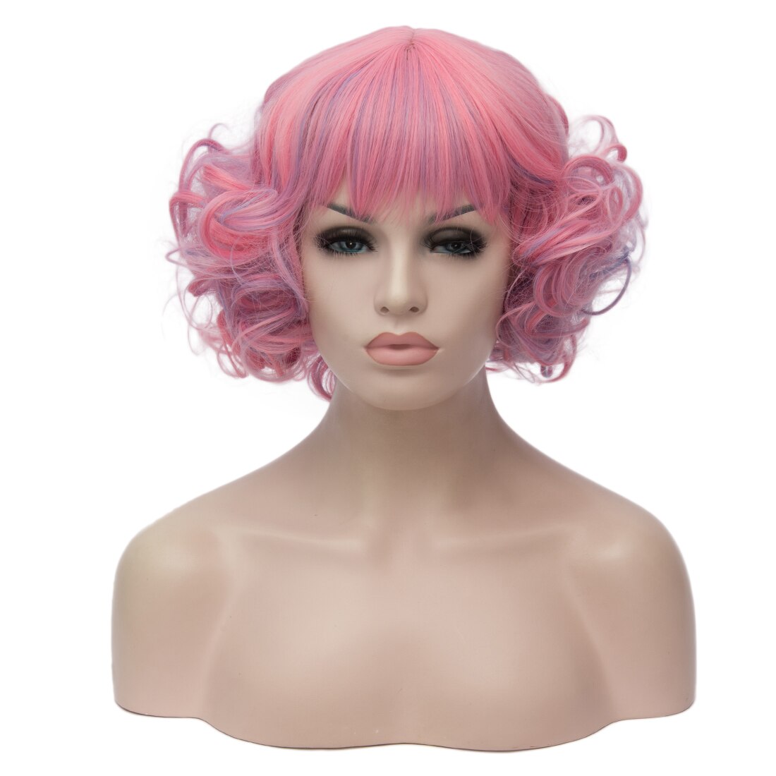 Similler – perruque synthétique courte bouclée pour femme, 10 pouces, coupe au carré, résistante à la chaleur, duveteuse, pour Costume d'halloween, mélange bleu, rose, rouge