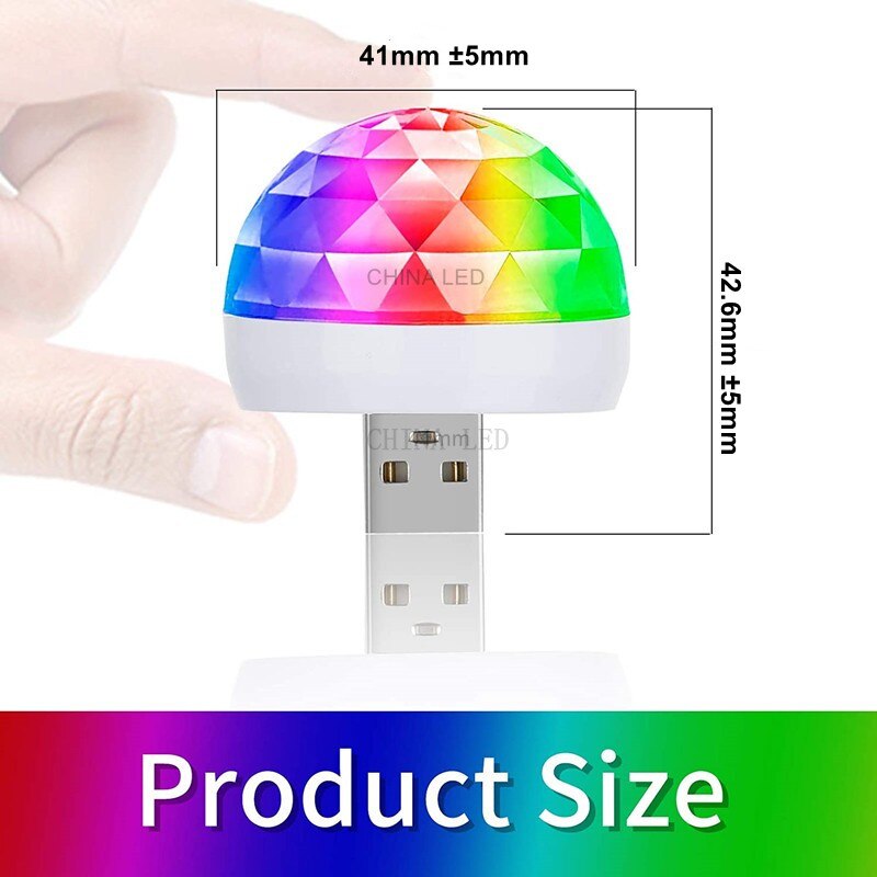 USB Ambient Light DJ RGB Mini Colorful Music Sound Led Apple USB Interface Party Atmosphere Interior Dome Trunk Lamp