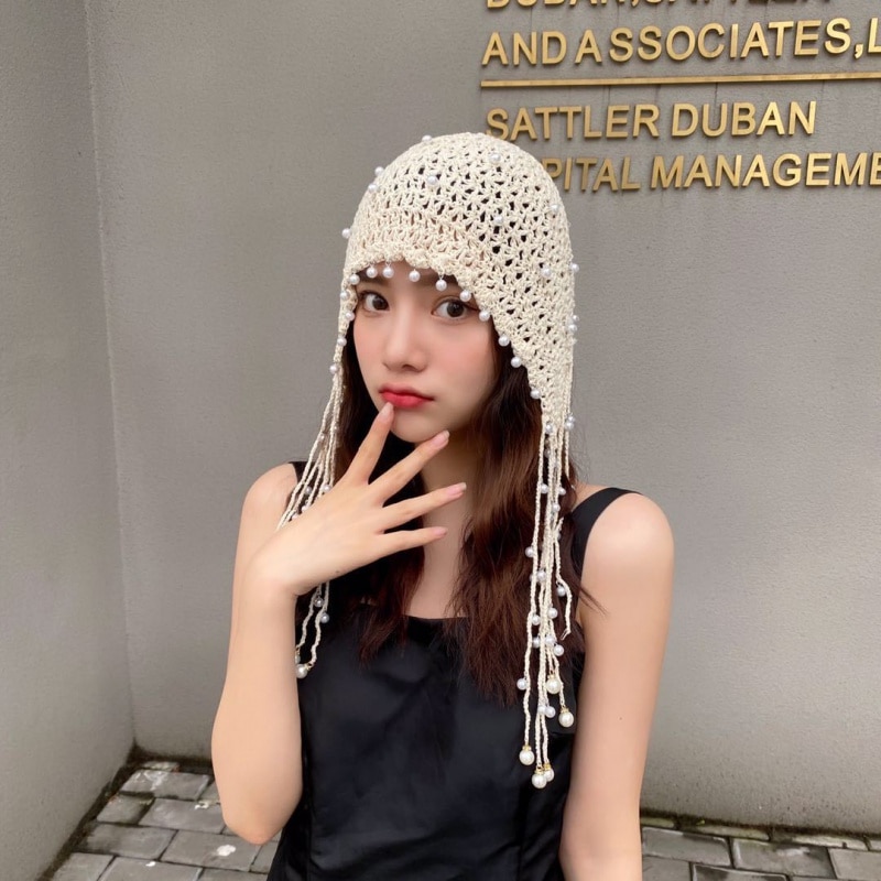 Kvinder hue alle årstider strikket hue hue dame hæklet perle skullies huer vintage kvindelige kvaster huer