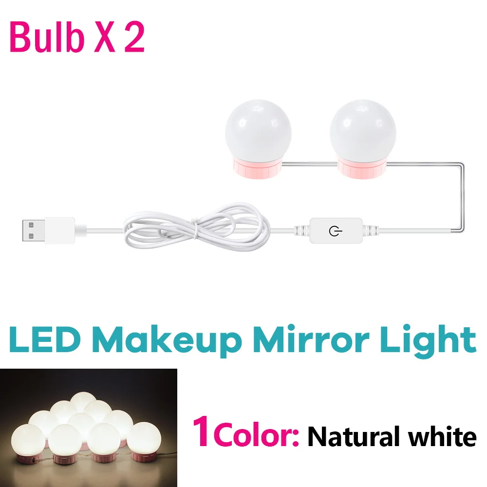 Makeup Mirror LED Light Bulbs USB 5V Bathroom Dressing Table Vanity Lights Hollywood Dressing Table Mirror Lighting: light yellow
