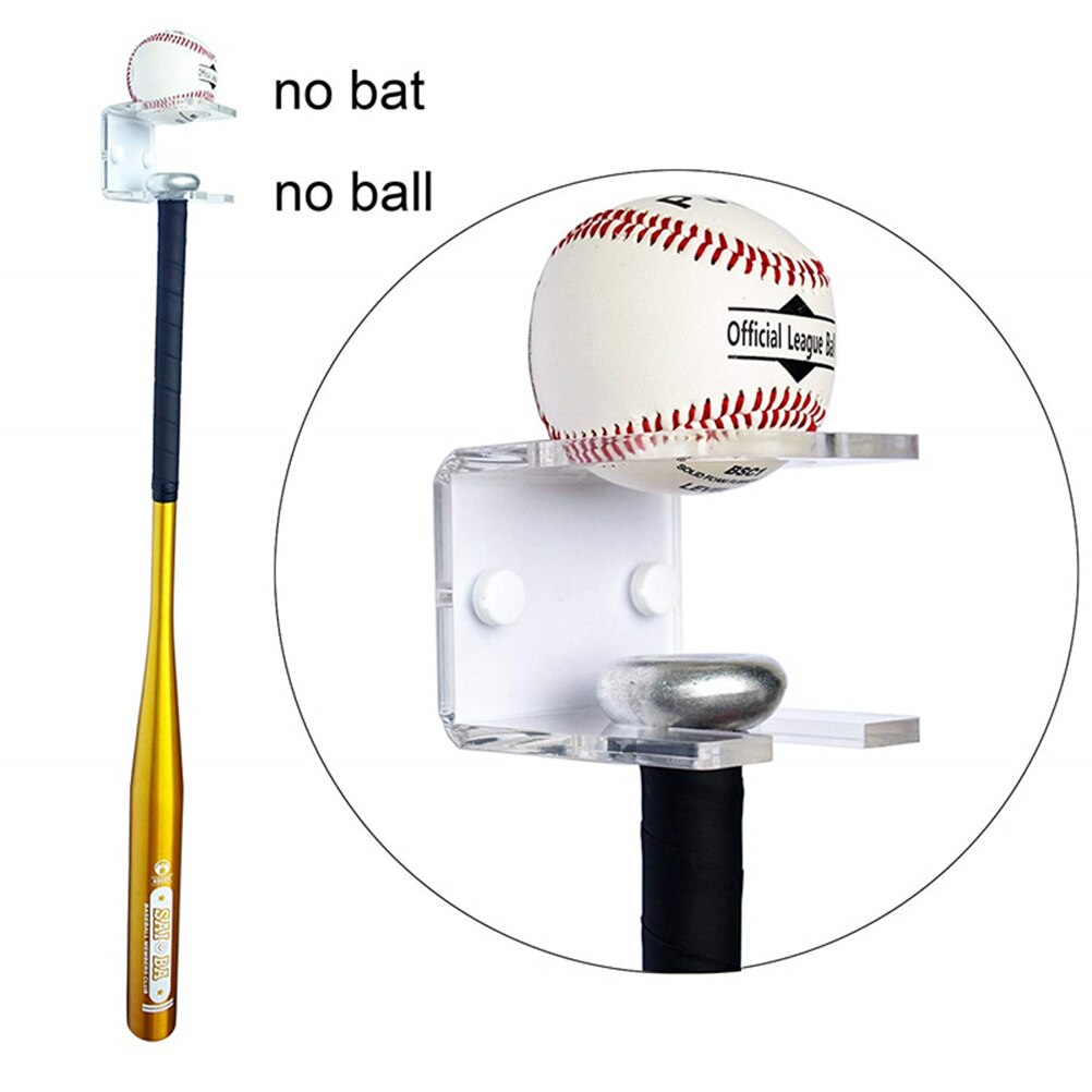 3Pcs Ball Stand Acryl Muur Gemonteerde Bat Ondersteuning Display Houder Rack Voor Baseball Honkbalknuppel