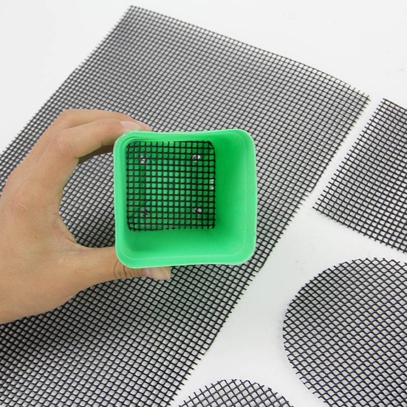 Plastic Bloempot Gat Mesh Pad Ademende Pakking Multifunctionele Voorkomen Bodem Verlies Bonsai Pot Bodem Rooster Mat Lekvrije zwart