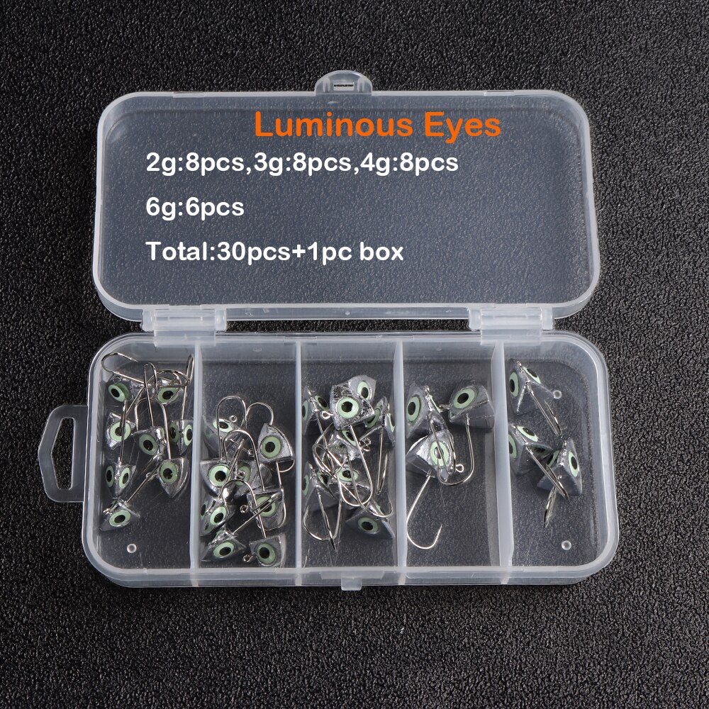 1Box Mixed Weight Jig Head Hook Set Exposed Lead Jig Hooks Crank Jig Head Hook for Carp Fishing Lure Soft Worm: SET9