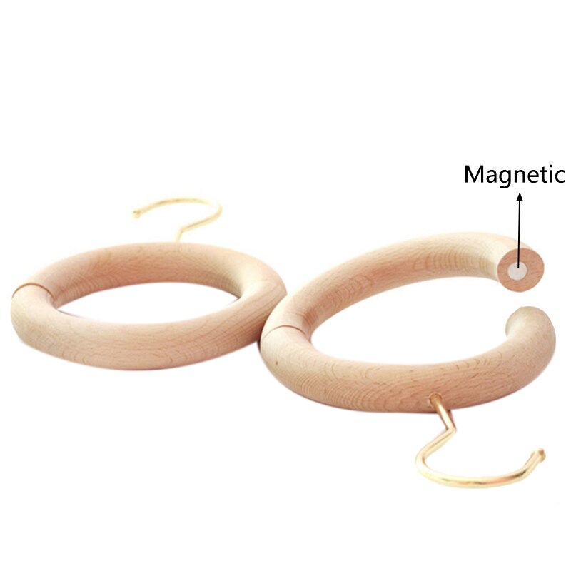 Wooden Ring Hanger Clothing Store 360 Rotating S-Shaped Round Scarf Ring Multifunctional Tie Holder Home Decoration