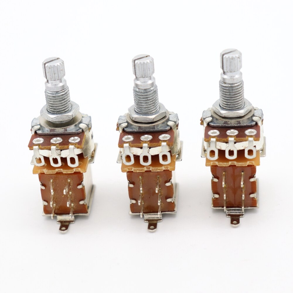 3 pcs Guitar Bass Push Pull Pot Push Pull Potentiometer Volume Tone Short Split Shaft Switch Pots A25K （Chrome）: 3pcs B25K