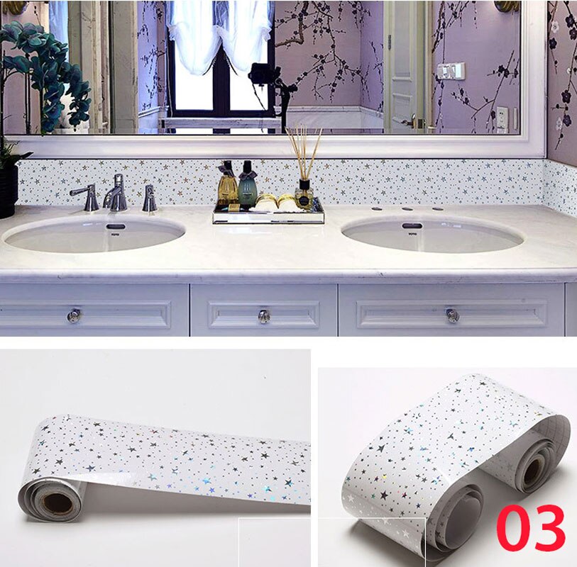 5M Self-Adhesive Baseboard Waterproof Living Room Bathroom Waistline Border Rustic Tile Wall Stickers Modern Wallpaper Borders: Gold