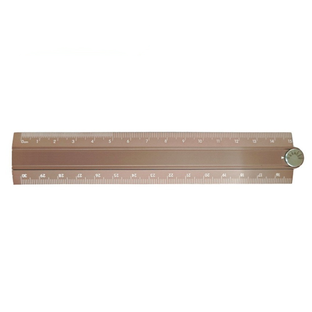 Regla plegable de estilo Simple, regla de papelería de Metal creativa de 15cm y 30cm, herramienta de medición de dibujo para estudiantes plegable de aleación de aluminio: Gris claro