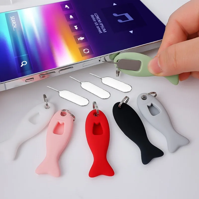 SIM Card Removal Tool Card Tray Pin Eject with Silicone Case Key Pendant Universal Mobile Phone SIM Card Needle Opener Ejector