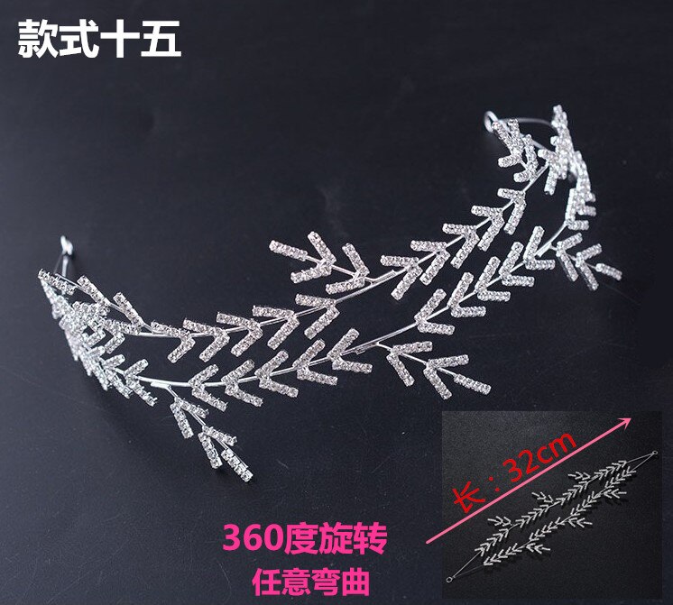 Bruidskroon, bruidshoofddeksel, haaraccessoires, parel bruidskronen, tiara's, sieraden, strass bruidstiara, hoofdband, 22 stijlen: 13