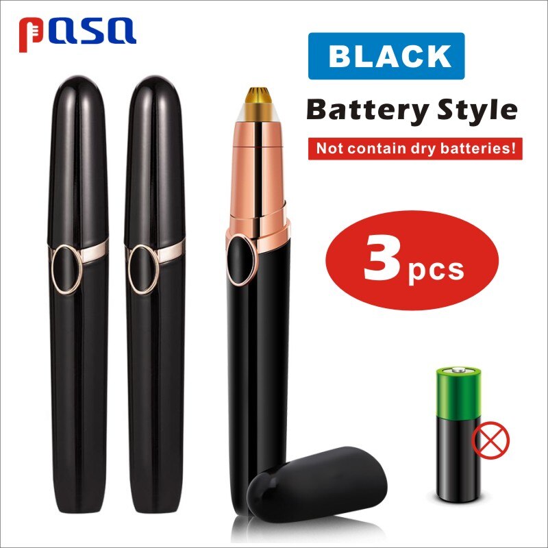 Electric Eyebrow Trimmer/Hair Remover /Mini Eyebrow Shaver Razor for: 3pcs Battery(Black)