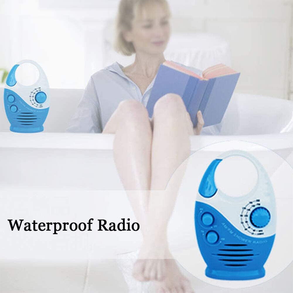 Radio portátil IPX4 resistente al agua, Radio FM AM para ducha, música colgante, baño, potente Hi-Fi, altavoces a prueba de salpicaduras