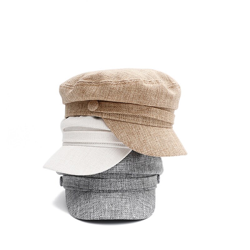 Boina de algodón transpirable para mujer, gorro plano octogonal informal, 036