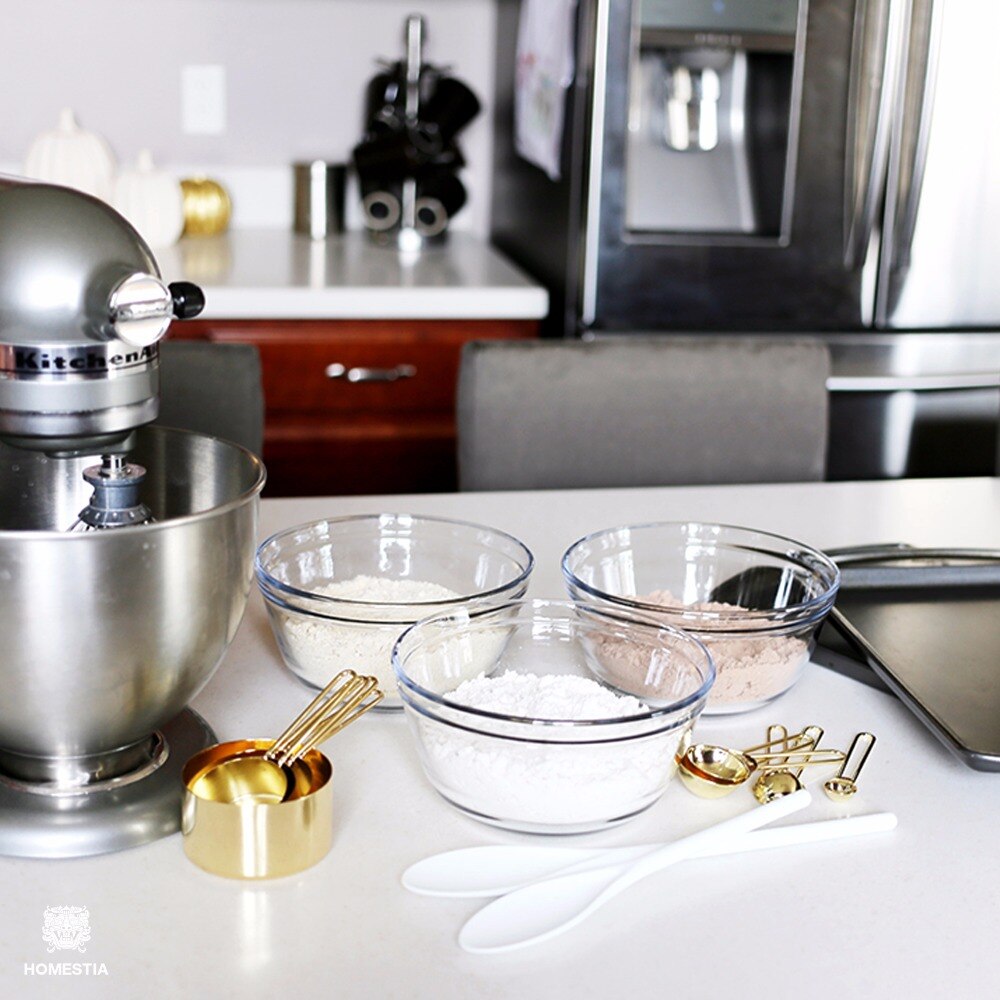 Stainless Steel Measuring Cups 8 PIECE Dry and Liquid Ingredients Cooking Utensils Gold Measuring Cups Measuring Spoons Set