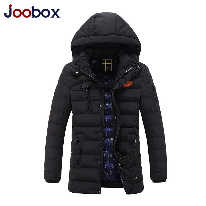 Merk winterjas heren warme jas dikke parka heren katoenen gewatteerde jas casual knappe capuchon jassen heren: Zwart / Xxl
