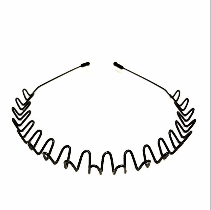 Diadema deportiva para hombre y mujer, bandana negra ondulada, pinza para el pelo, accesorios para el cabello: D