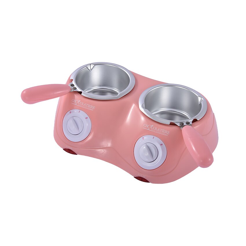 Fuente de Chocolate eléctrica doble de 250x2ML de capacidad para Fondue, máquina de fusión de Chocolate , Amarillo/rosa, 1 unidad, superventas