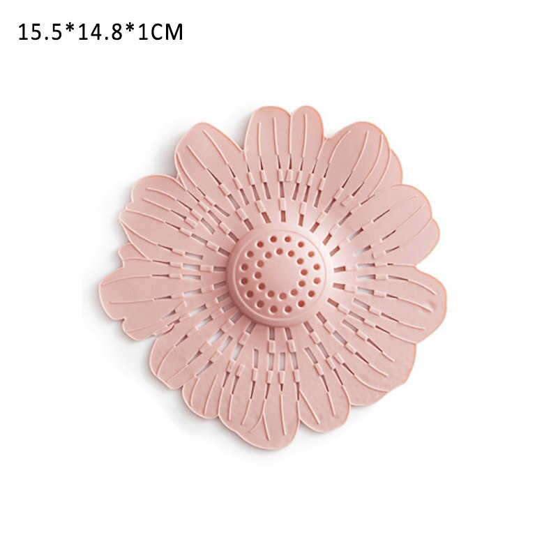 1 st silar filter avloppsavloppsprylar multifunktionella 4 färger rengöringsverktyg blomma form hårfilt levererar silikon: Rosa
