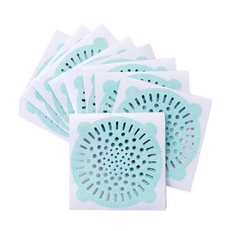 10 Stuks Wegwerp Badkamer Gootsteen Haar Zeef Stopper Filter Sticker Badkamer Douche Drain Cover Sticker Haar Filter Wastafel: 10 pcs