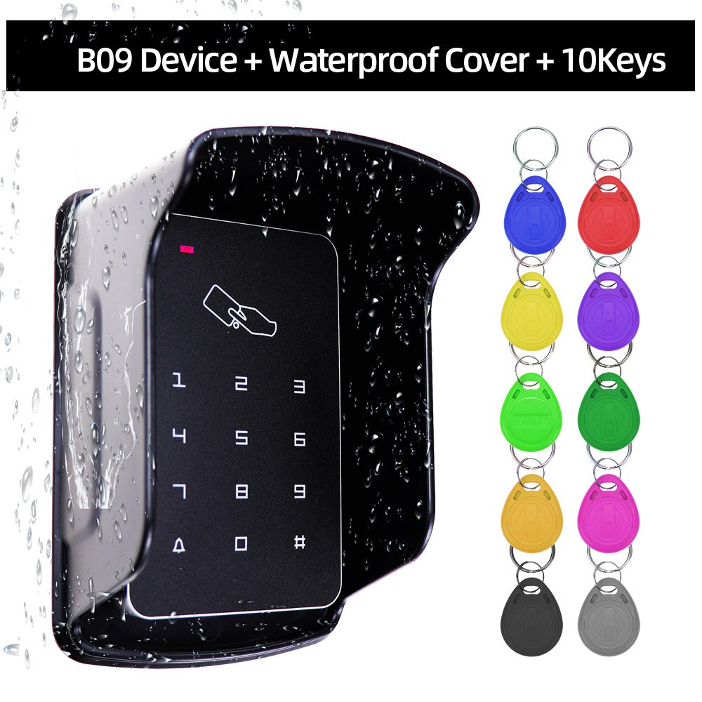 Standalone Access Controller RFID Access Control Keypad Waterproof Rainproof Cover digital panel Card Reader Door Lock System: B09 Cover 10Keys