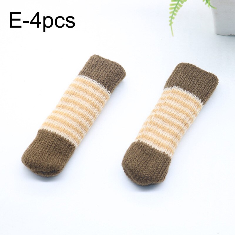 4Pcs Cartoon Striped Table Foot socks Chair Leg Covers Floor Protectors Non-Slip Knitting Socks For Furniture Home Decoration: E