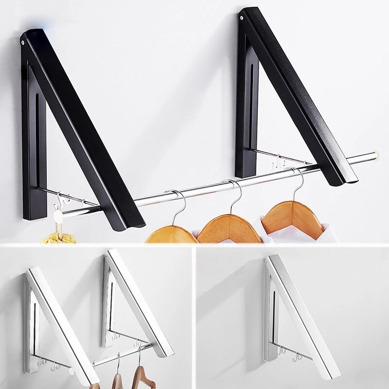 Wall Clothing Hanger Outdoor Folding Drying Rack Telescopic Rack For Clothes Horse Clothesline Balcony Hook Rail Clothes Rods