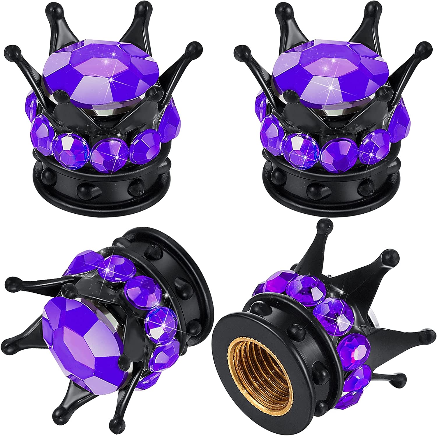 4 Pcs Crown Tire Valve Stem Caps Bling Crystal Rhinestone Universal Chrome Crown Vehicle Car Tire Caps Covers Autos Accesorios: army green